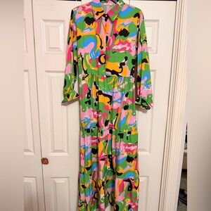 SundayUp Vibrant Multicolor Collared Dress